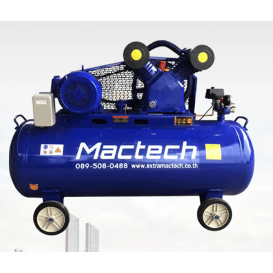 ปั๊มลมลูกสูบ Mactech 5 แรงม้า ถัง 300 ลิตร สีน้ำเงิน พร้อมกล่องสตาร์ทเตอร์