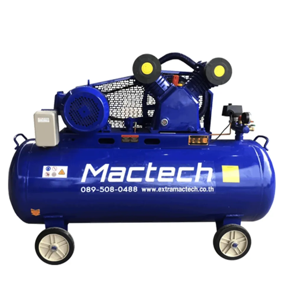 ปั๊มลมลูกสูบ Mactech รุ่น V-0.6/8 ถัง 350 ลิตร สีน้ำเงิน พร้อมแมกเนติกสตาร์ทเตอร์