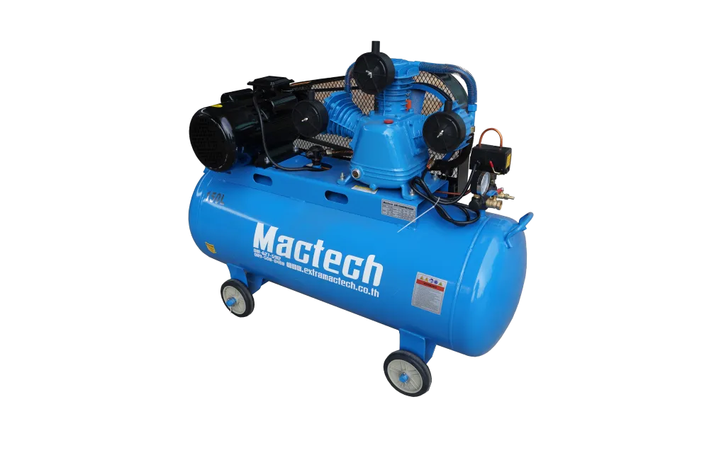 ปั๊มลมลูกสูบ Mactech ถัง 150 ลิตร มุมด้านข้าง