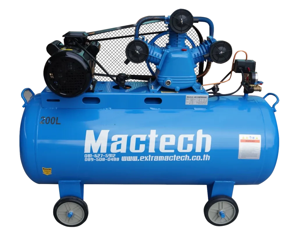ปั๊มลมลูกสูบ Mactech ถัง 200 ลิตร ด้านหน้า