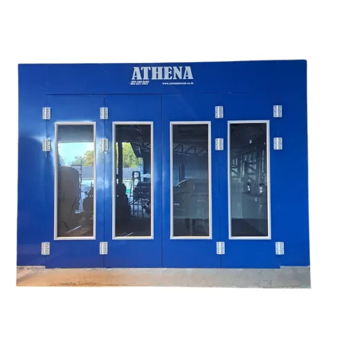 ห้องพ่นสีรถยนต์ ATHENA-X 4.5 เมตร สีน้ำเงิน ประตูหน้า 4 บานกระจกยาว