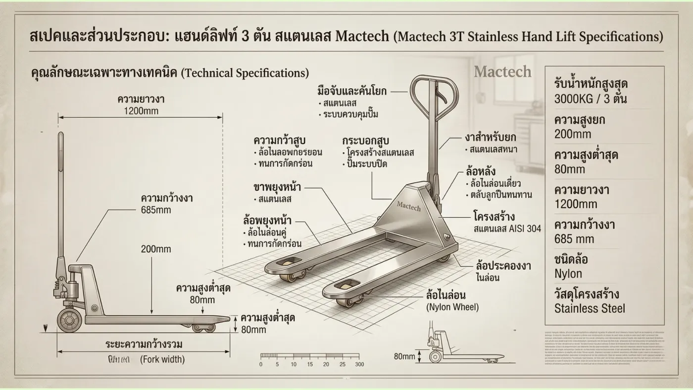 สเปกแฮนด์ลิฟท์ 3 ตัน สแตนเลส