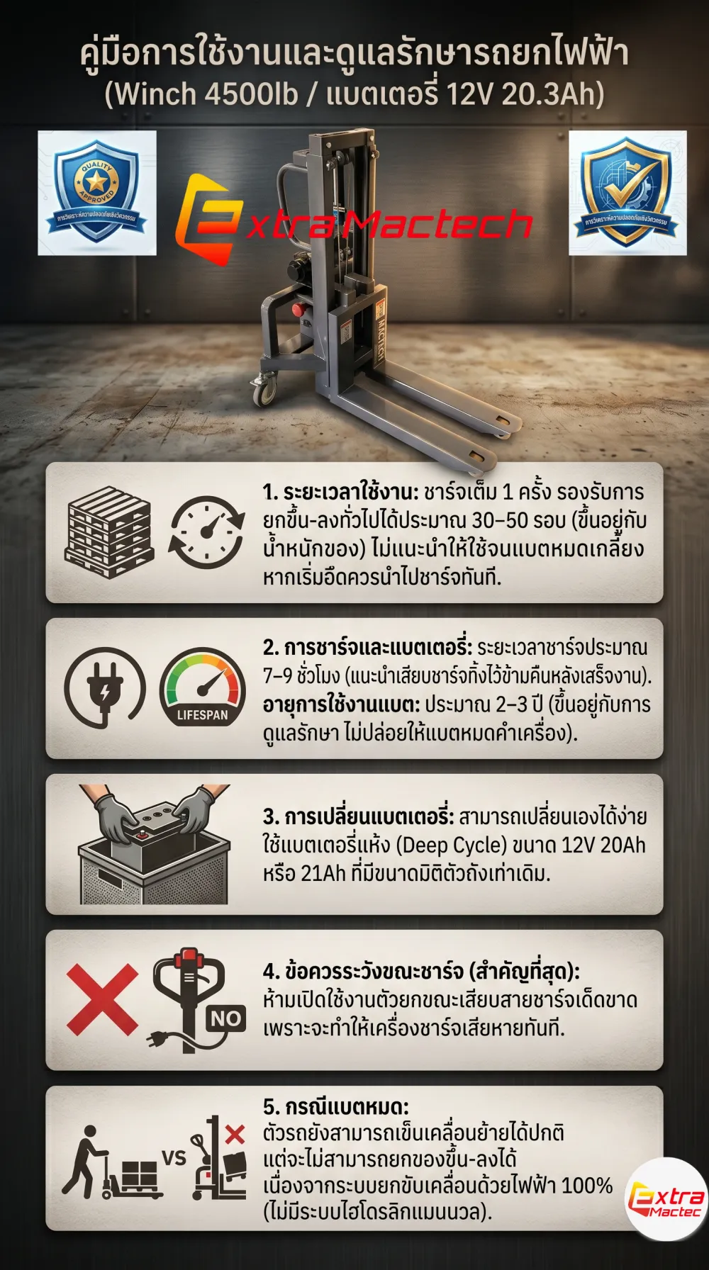คู่มือใช้งานสแตกเกอร์ไฟฟ้า 300 กก.